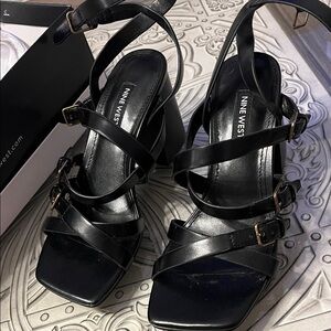 Nine West Black Multi-Strap Sandals